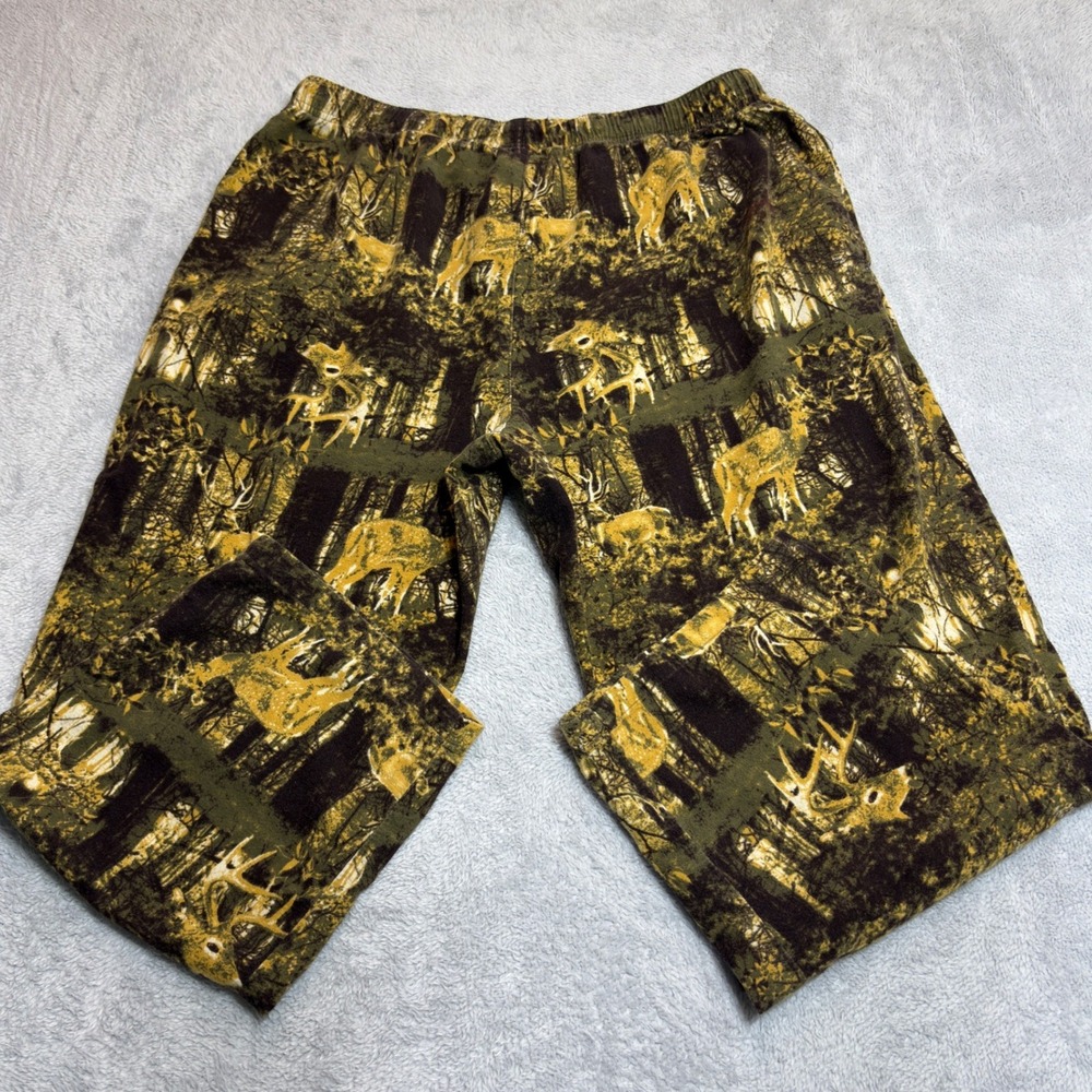 Joe Boxer Pajama Pants Mens L Green Deer Camo Flannel Hunting Lounge Sleepwear